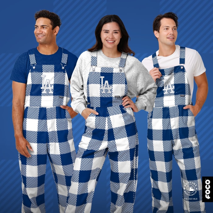 Los Angeles Dodgers Plaid Bib Overalls - $70